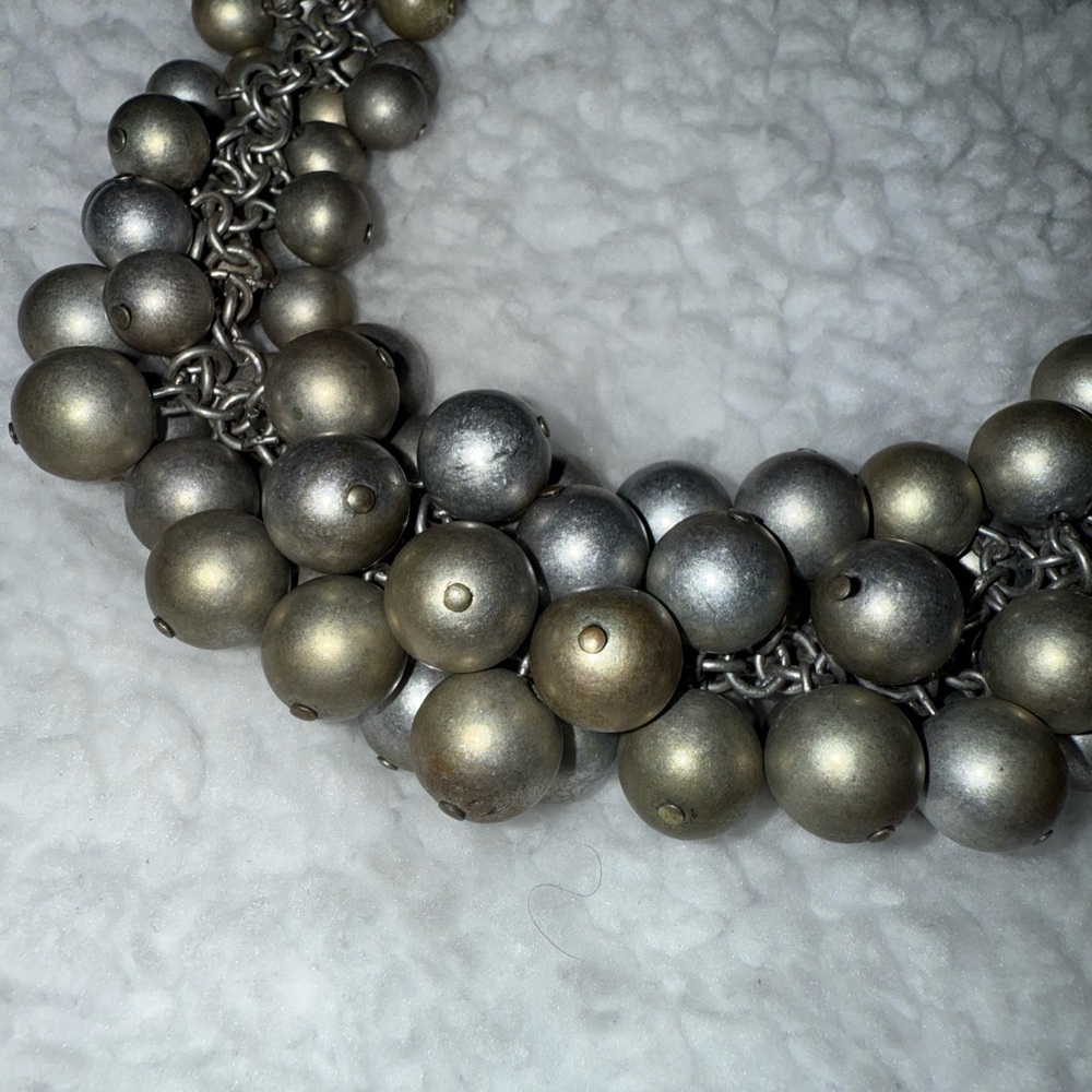 J.Crew Silver Cluster Beaded Statement Necklace - image 2